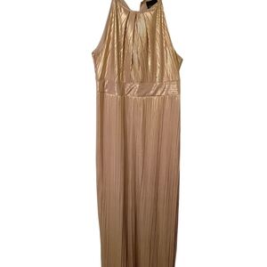 Radiant Gold Pleated Maxi Dress